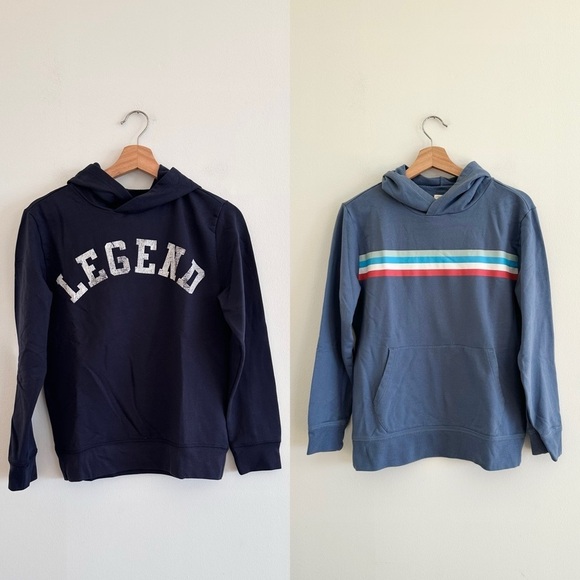 Lot of 2 J. Crew Crewcuts pullover long sleeve graphic hoodie blue bundle sz 12 - Picture 1 of 8